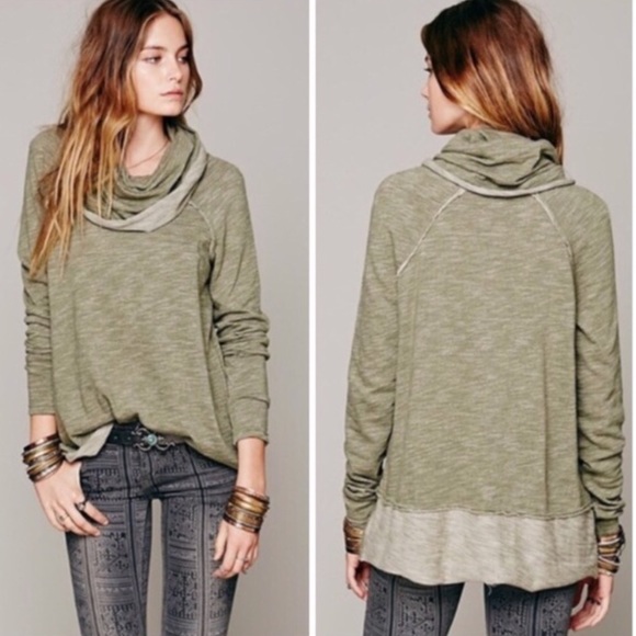 Free People Sweaters - Free People Beach Cowl Neck Sage Green Top